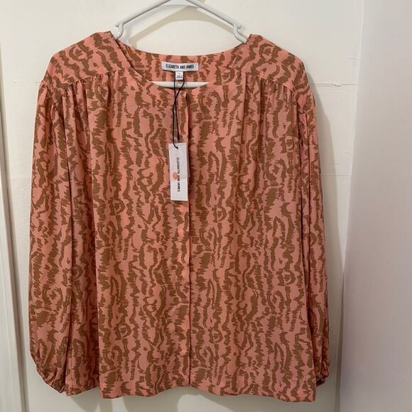 Elizabeth and James Orange Long Sleeve Boxy Blouse Size L - Picture 1 of 8